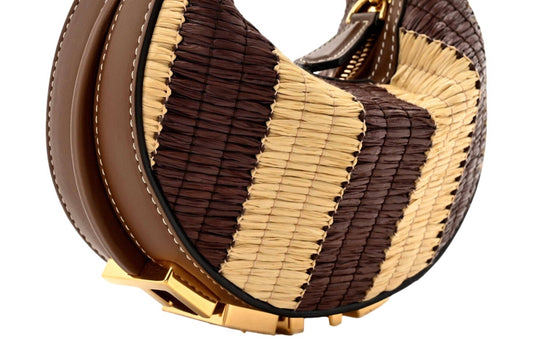 Fendi - Women's Fendigraphy Leather Gianduia Vibrato Mini Hobo Charm Bag