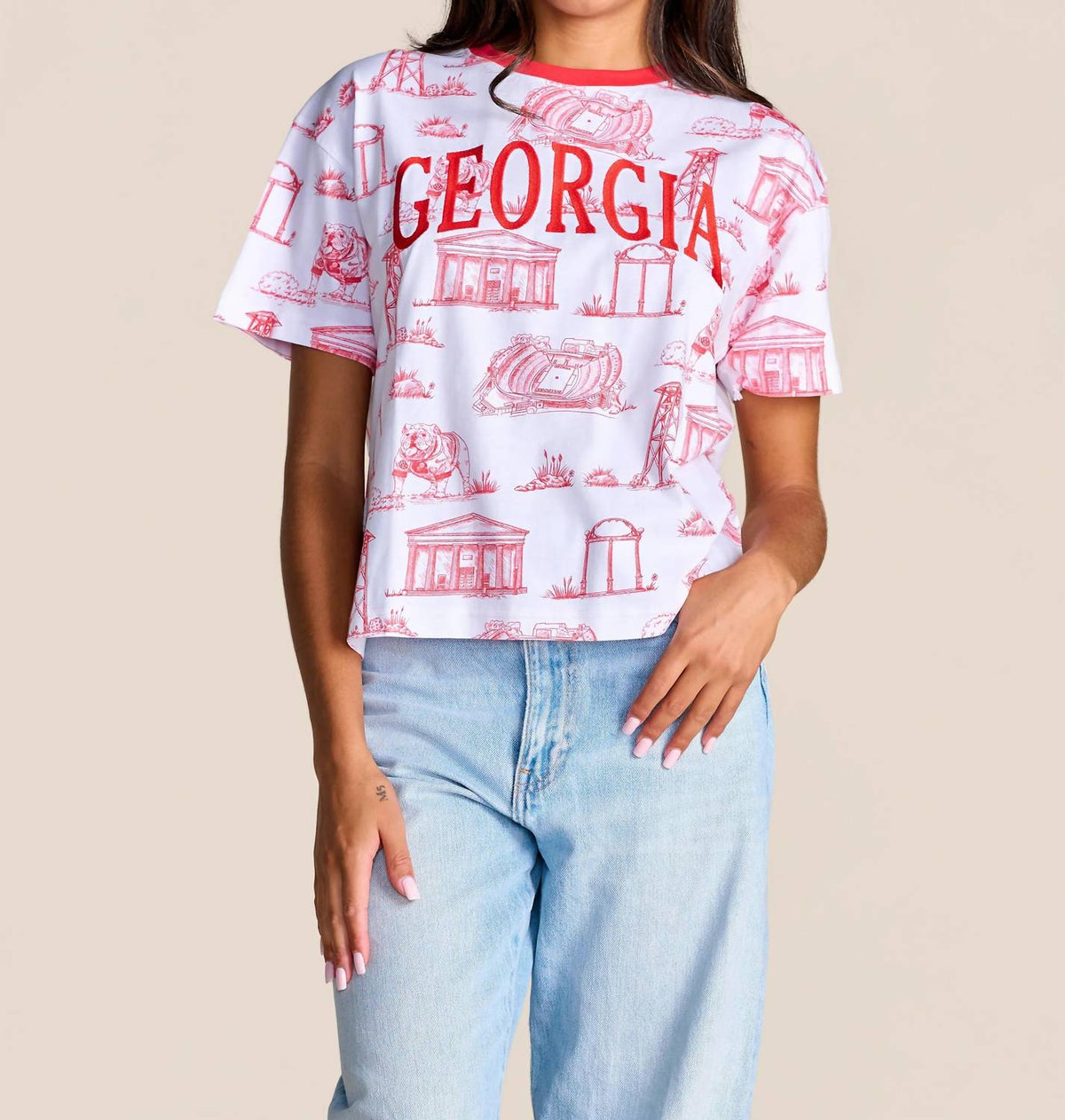 Stewart Simmons - Georgia Team Toile Embroidered Tee