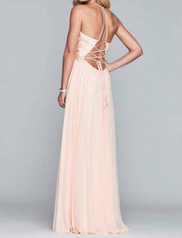 Faviana - Halter Lace Up Back Gown