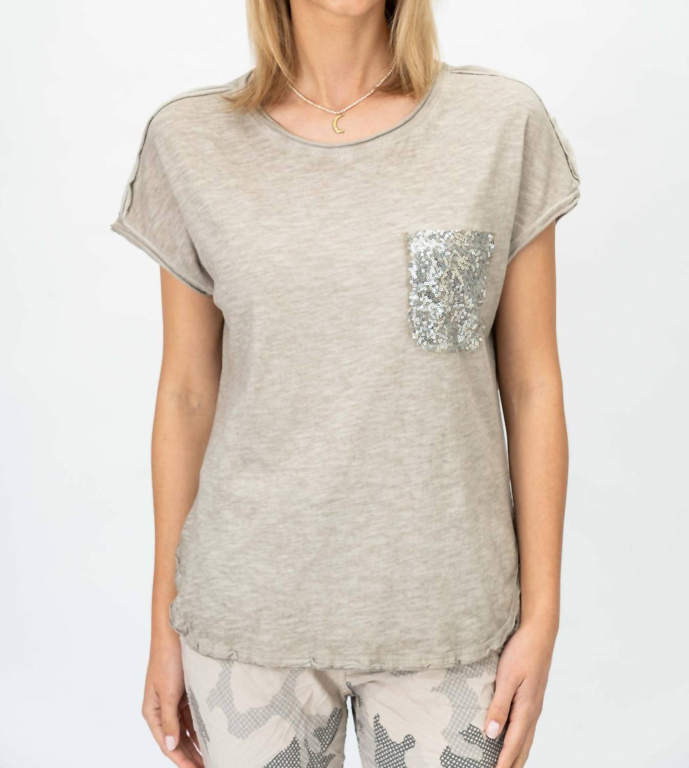 Aqrl - Sequin Pocket Tee