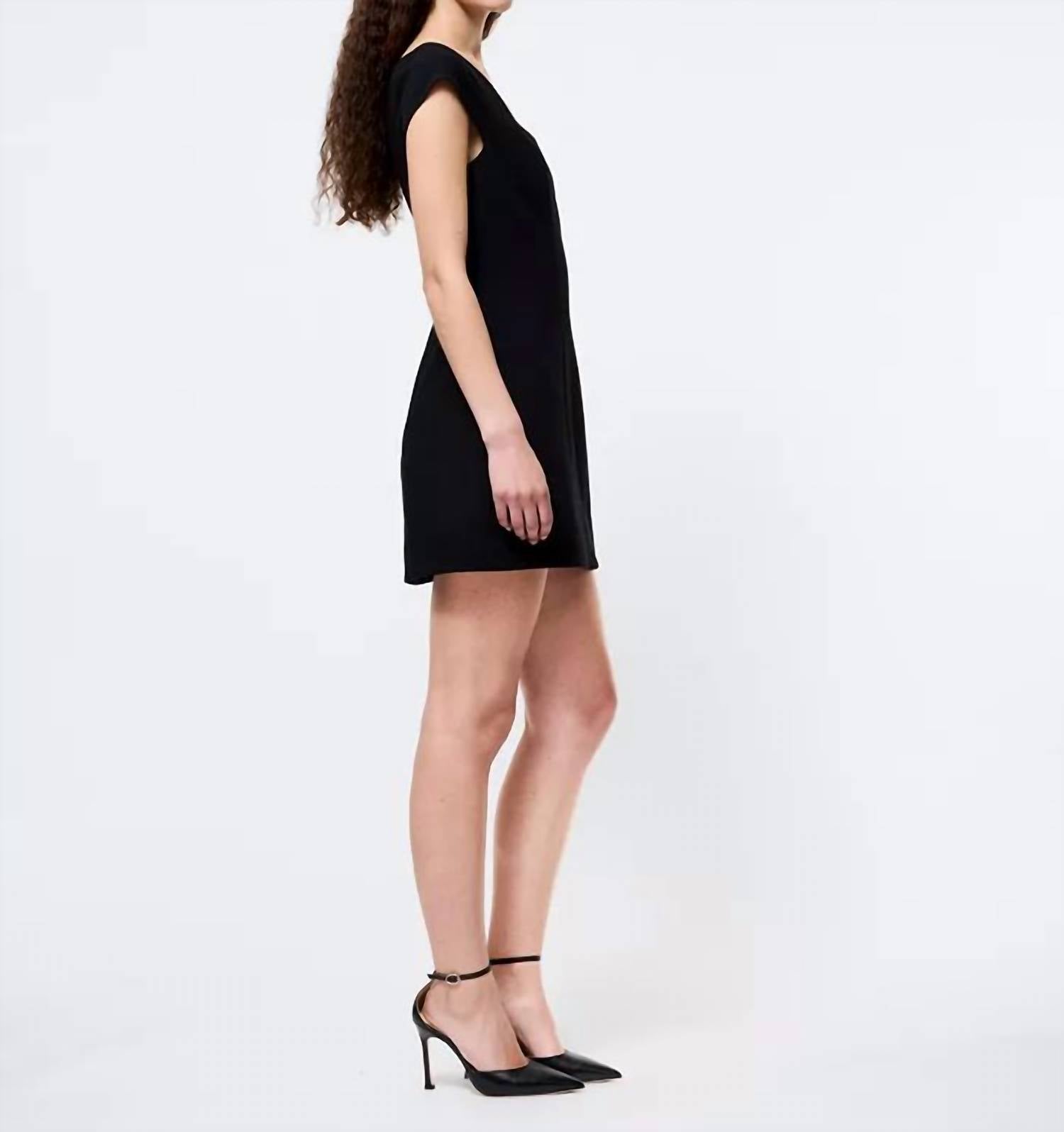 FRENCH CONNECTION Azra Twill Cap Sleeve Mini Dress in black - women's dress - detail view