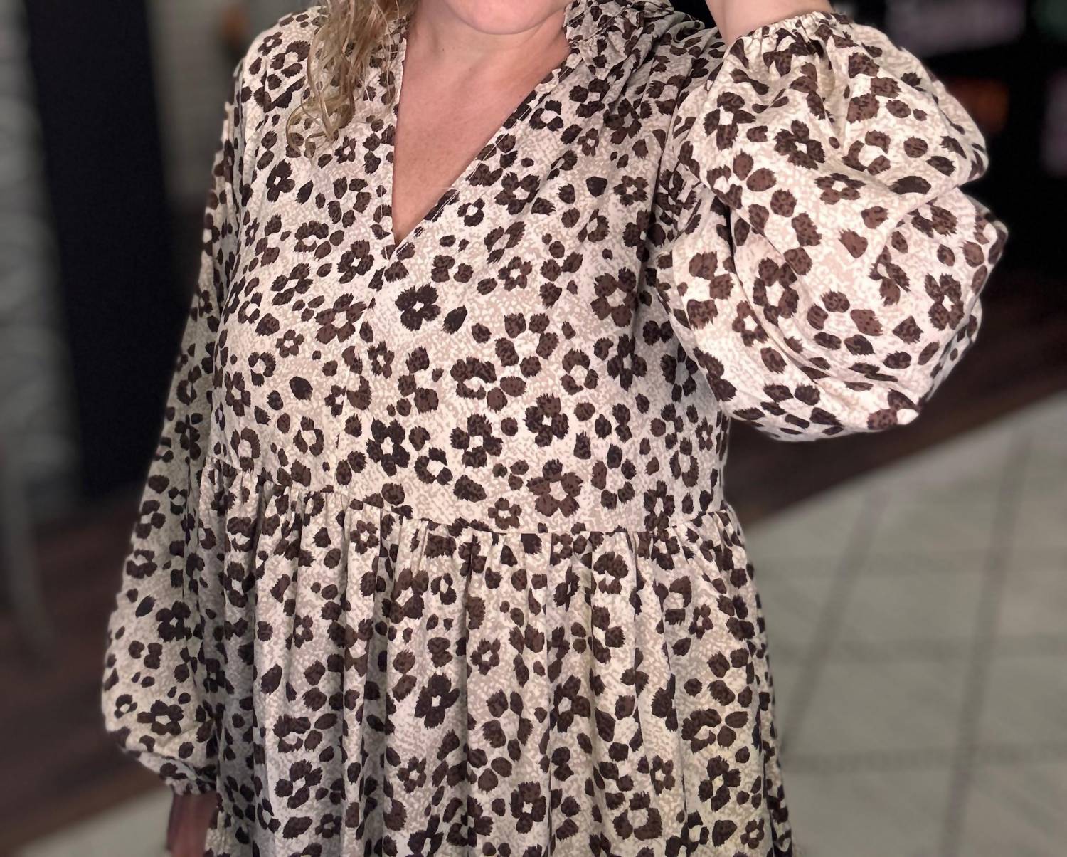 Carole Christian - Floral Print Tiered Dress
