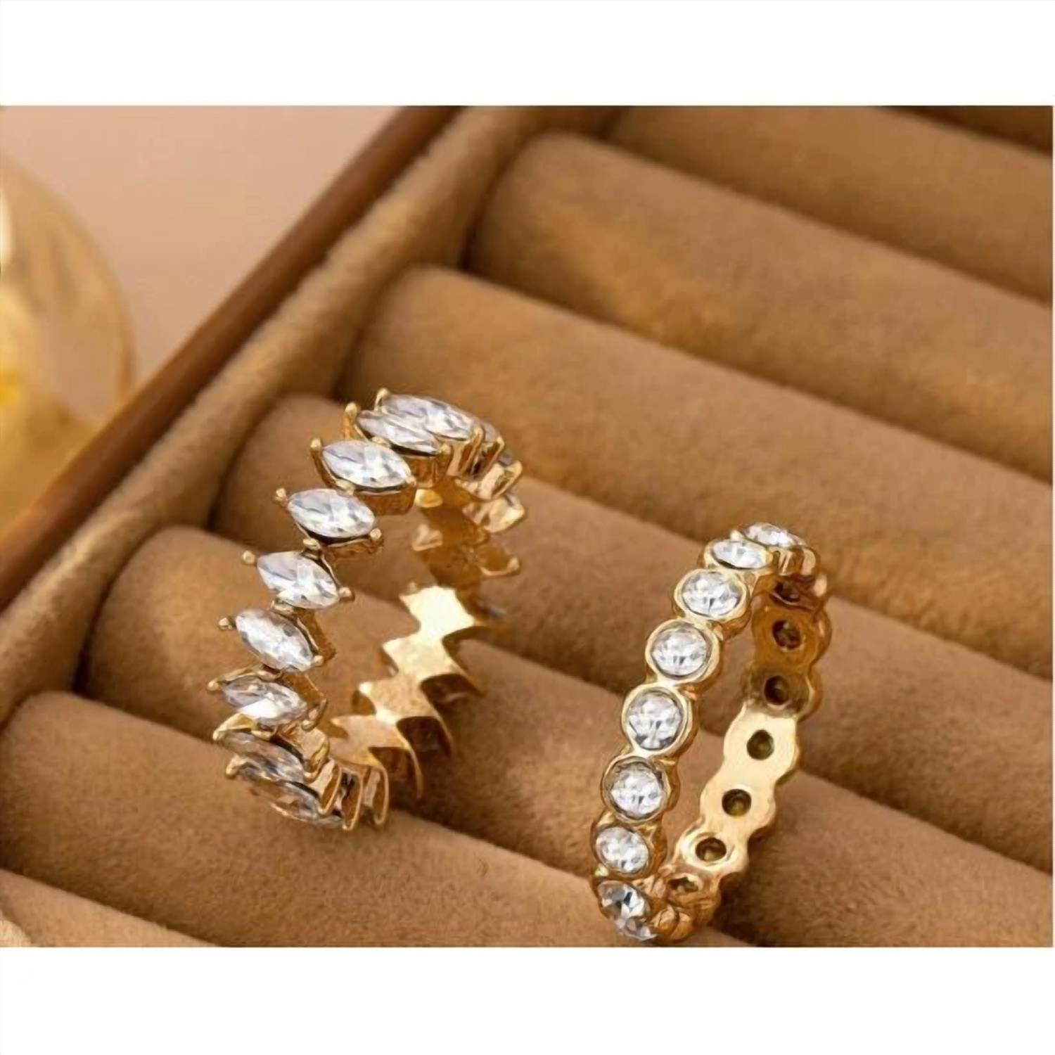 Josslyn By Wall To Wall - Women's Crystal Stackable Ring Set