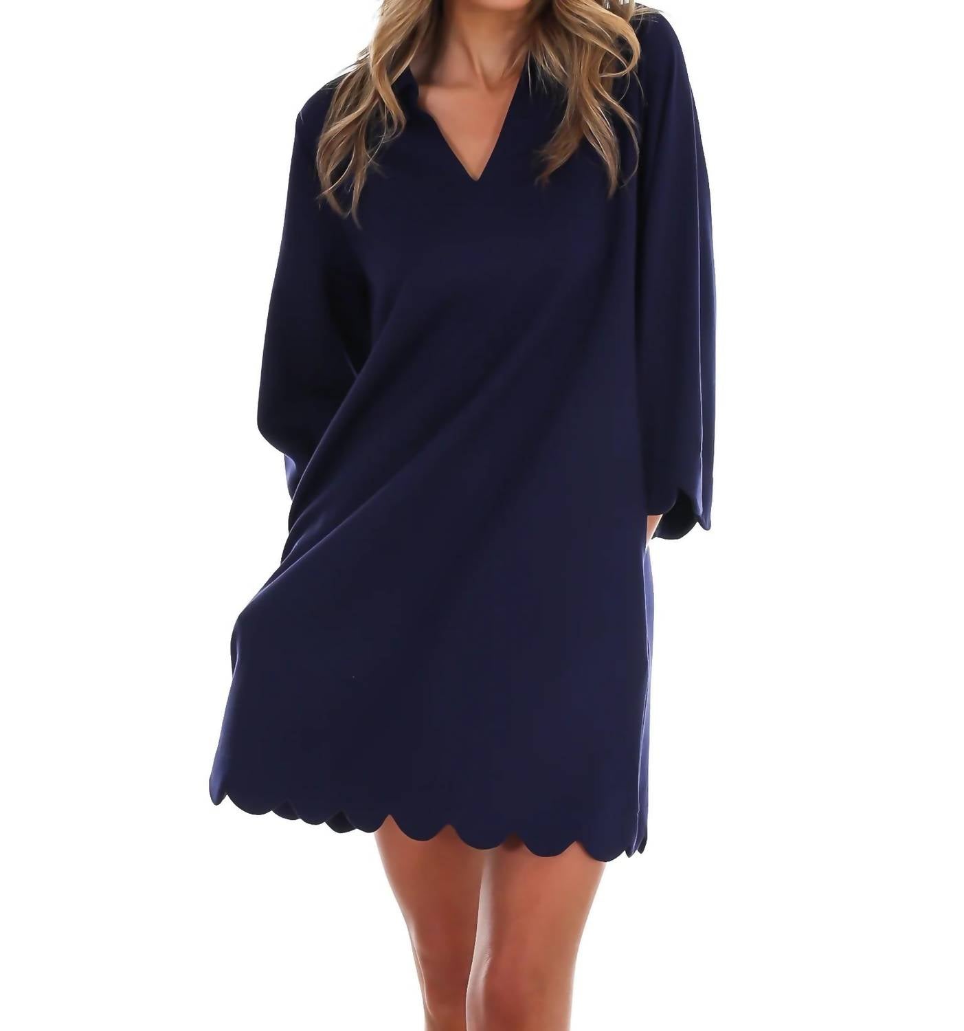 Jodifl - Women's Simply Styled Scallop Mini Dress