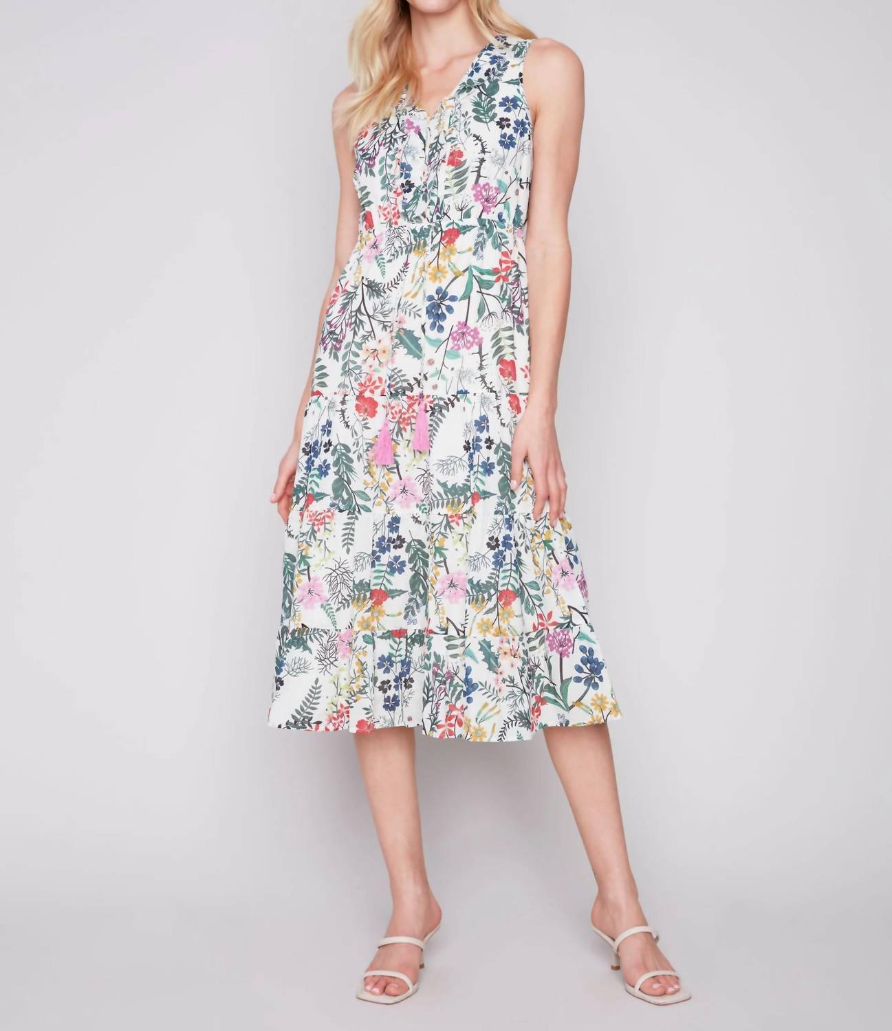 CHARLIE B Ruffle Maxi Dress in multi floral - women's dress