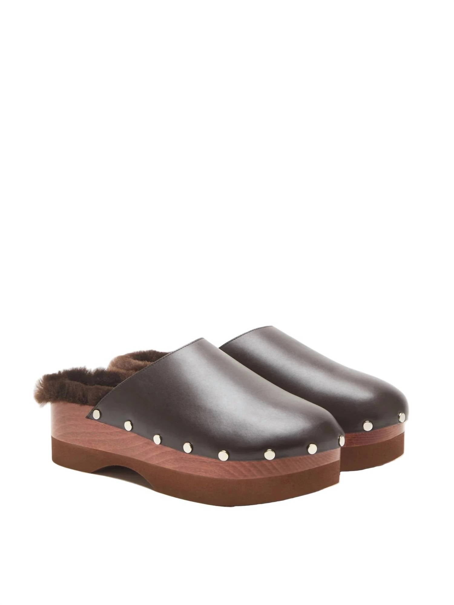 Le Monde Béryl - Women's Agnes Shearling-lined Leather Clogs