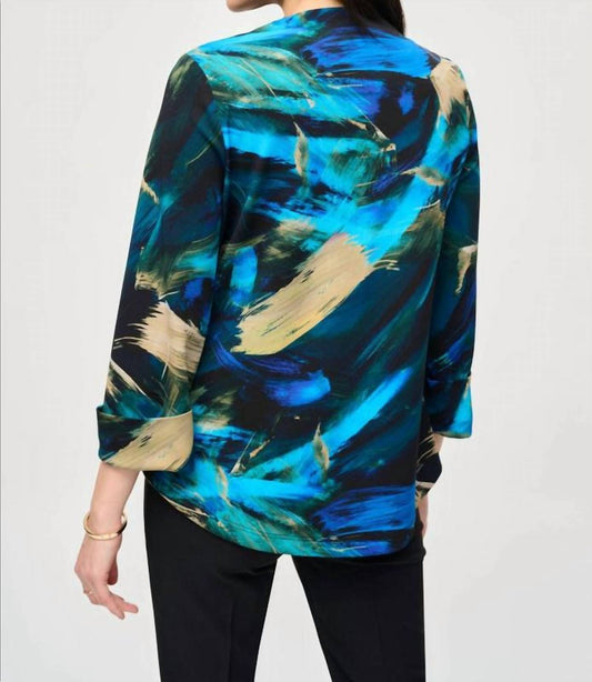 Joseph Ribkoff - Silky Knit Abstract Print Swing Jacket