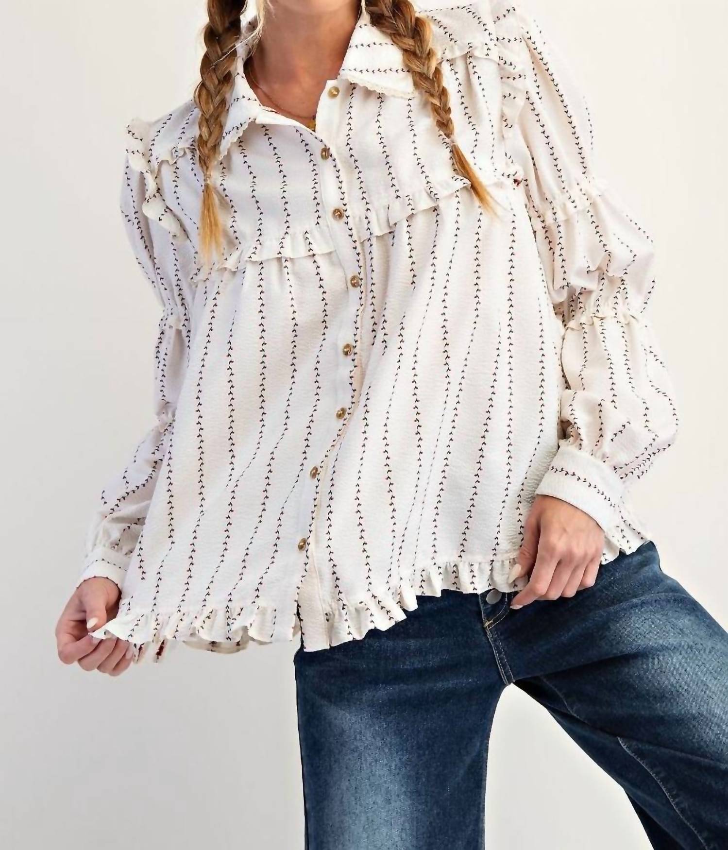Easel - Textured Woven Button Down Shirt