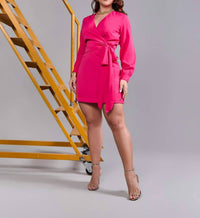 Mara By Top London - Long Sleeve Wrap Mini Dress