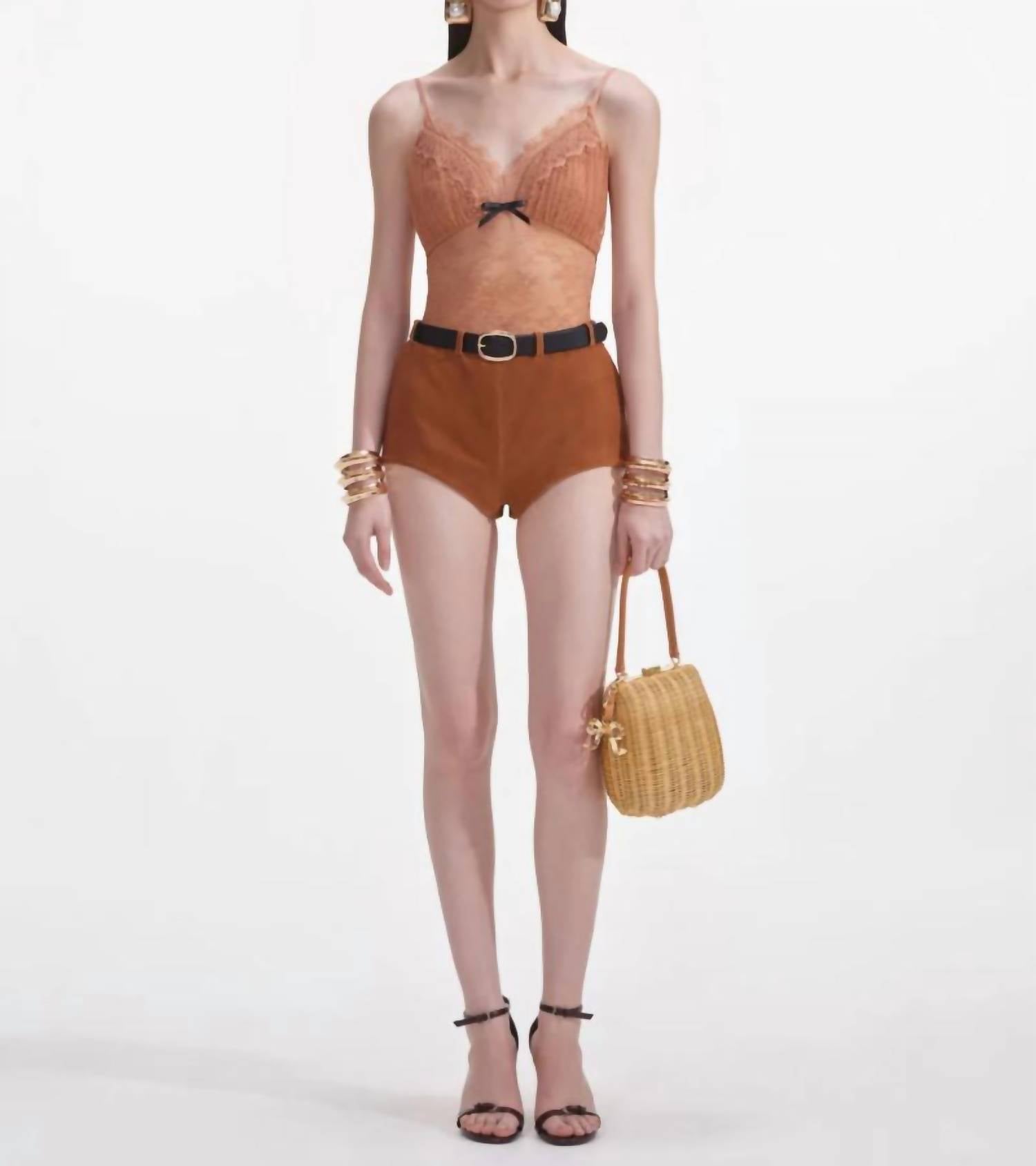 Self-Portrait - Women's Dot Mesh Bodysuit