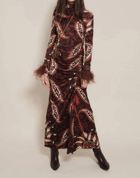 Johanna Ortiz Start Point Maxi Dress in black mocca sand red - women's dress - alternate view
