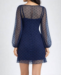 Amanda Uprichard Sheer Polka Dot Mini Dress in navy - women's dress - alternate view