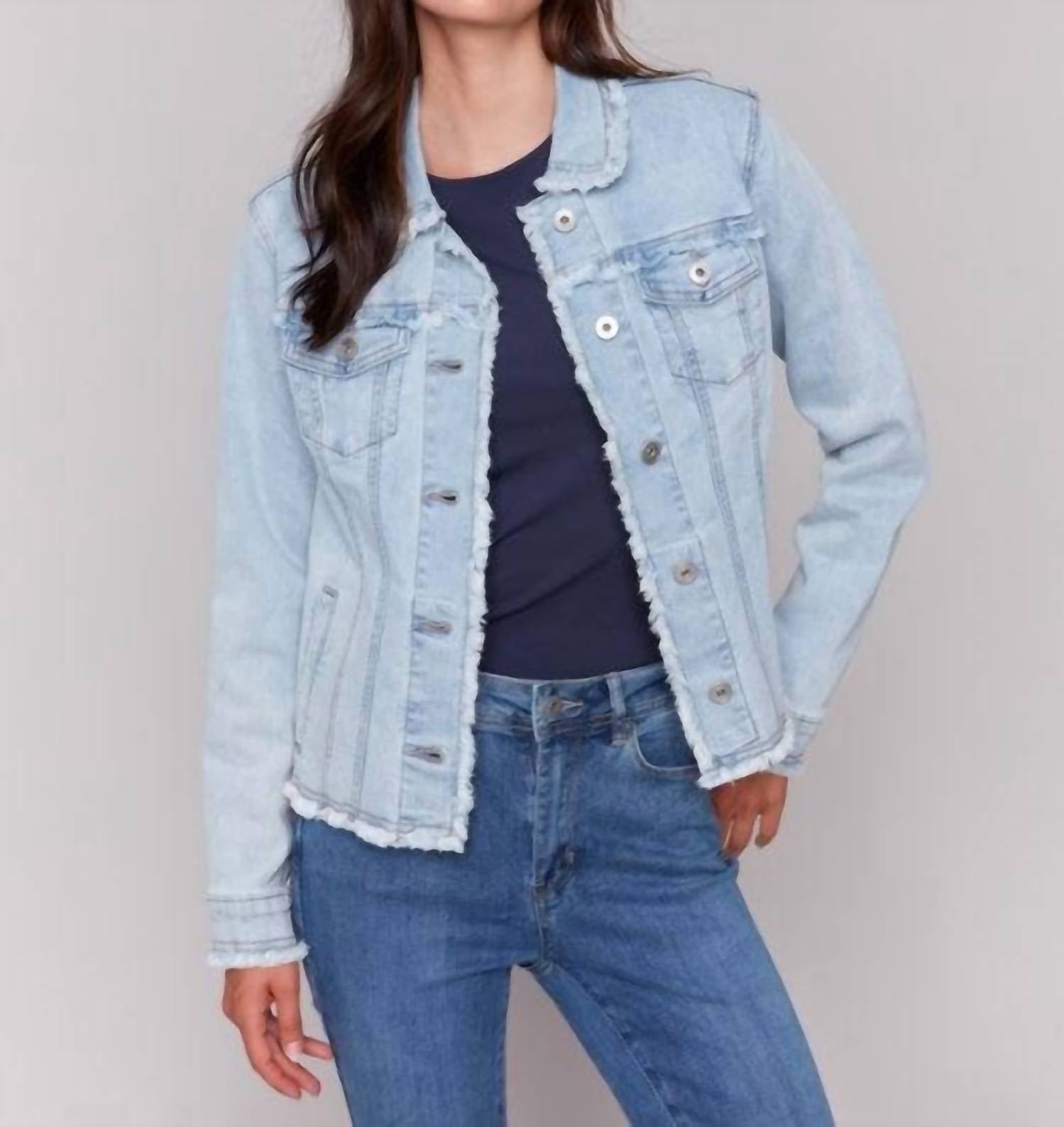 Charlie B - Frayed Edge Stretch Denim Jacket