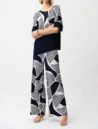 Joseph Ribkoff - Silky Knit Geometric Print Asymmetrical Cocoon Top