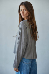 By Together Trish Perfect Long Sleeve Top in slate - women's long sleeve top - alternate view