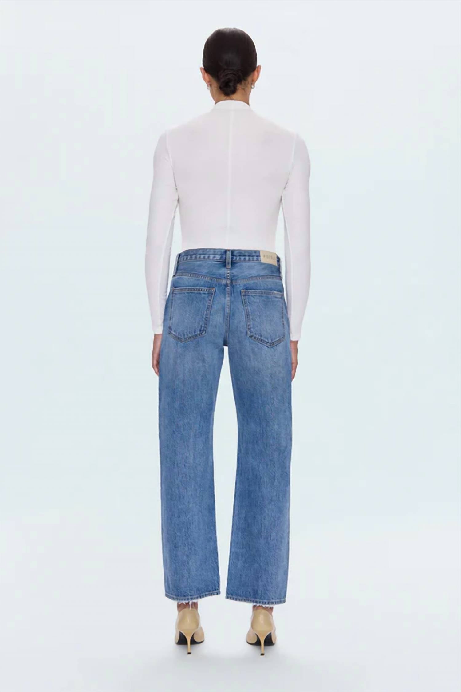 PISTOLA Lexi Mid Rise Bowed Straight Jean in metropolis - women's jeans - alternate view