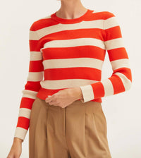 Crescent - Lia Striped Rib Knit Top