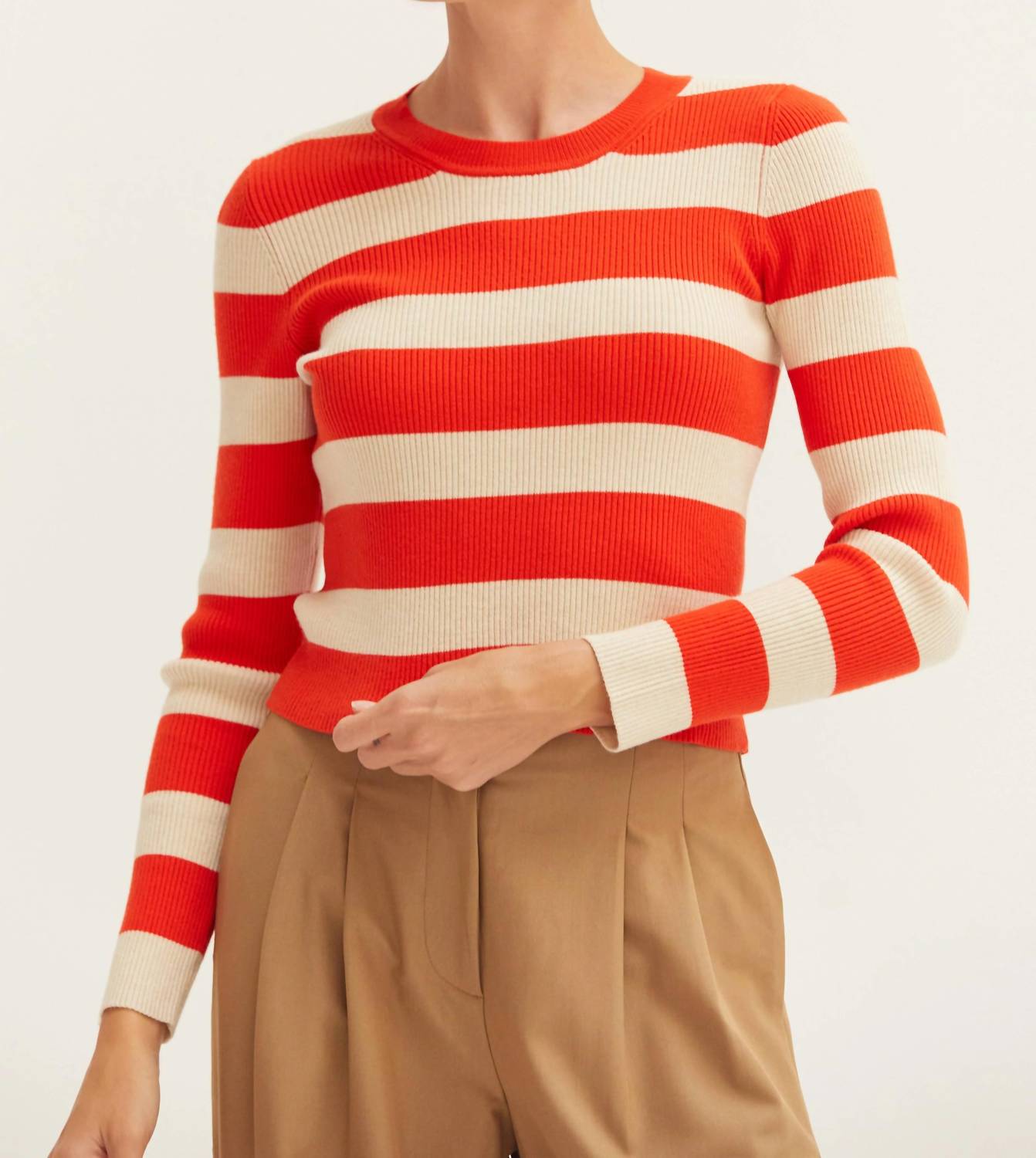 Crescent - Lia Striped Rib Knit Top
