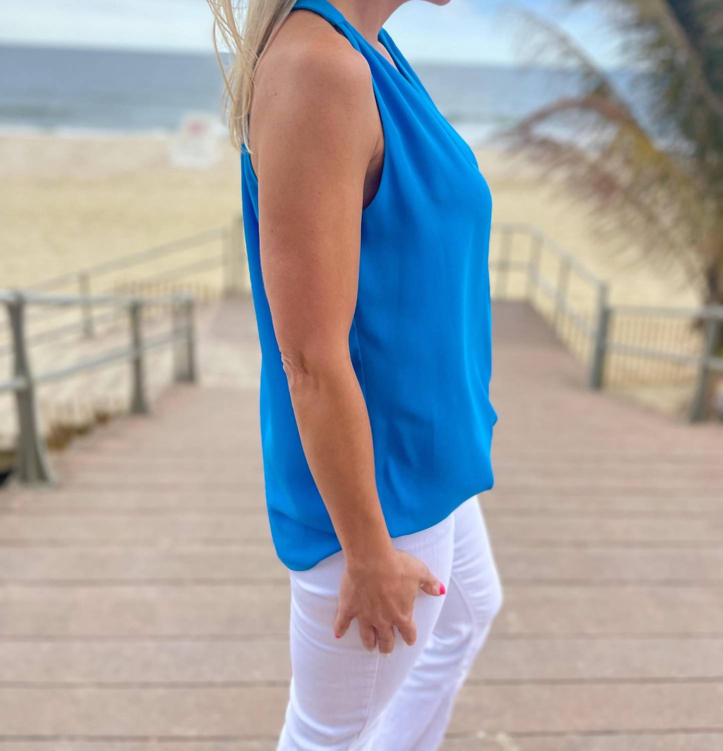 Veronica M - Azure Surplice Top