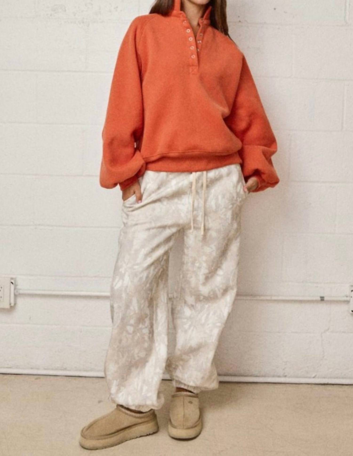 PAPERMOON Fleece Jogger Pants in light camo - women's pants - view 4