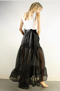Mulla Flower Belt Organza Maxi Skirt in black - women's skirt - alternate view