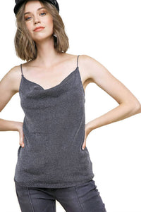 Umgee - Lurex Cowl Neck Cami Tank Top