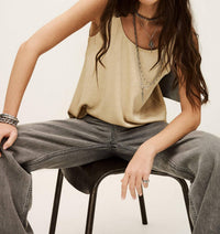 ba&sh Digue Tank Top in champagne - women's tank top - view 5