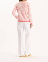 Tyler Boe Conner Long Sleeve Sweater in coral - women's sweater - detail view