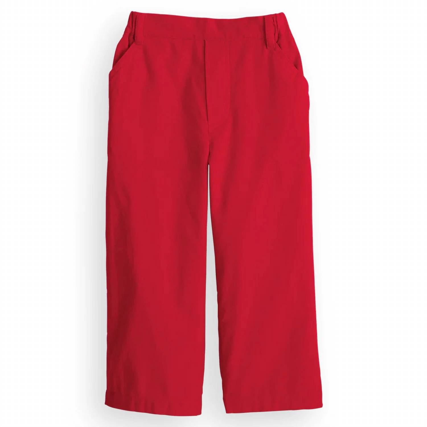 bella bliss Kid's Corduroy Faux Zip Pant in red - women's pants