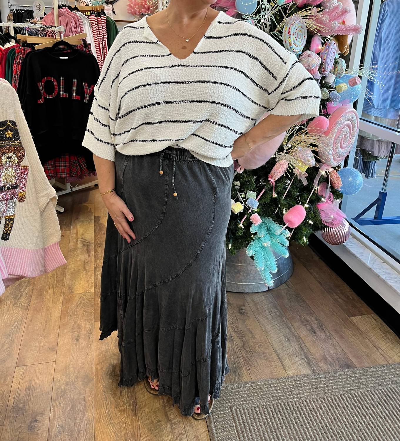 Young Threads - Asymmetrical Maxi Skirt - Curvy