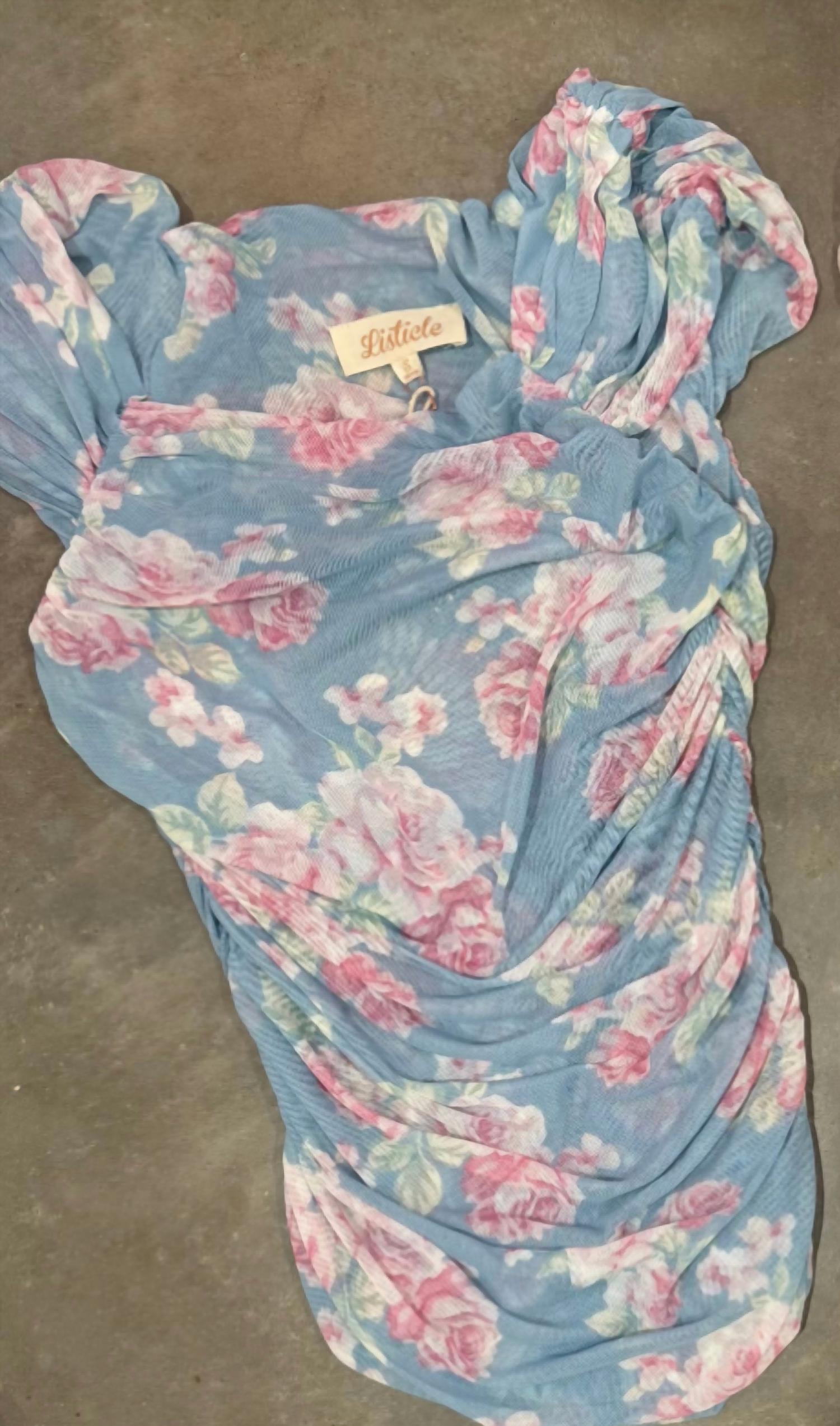 Listicle - Women's Floral Mesh Cinched Top
