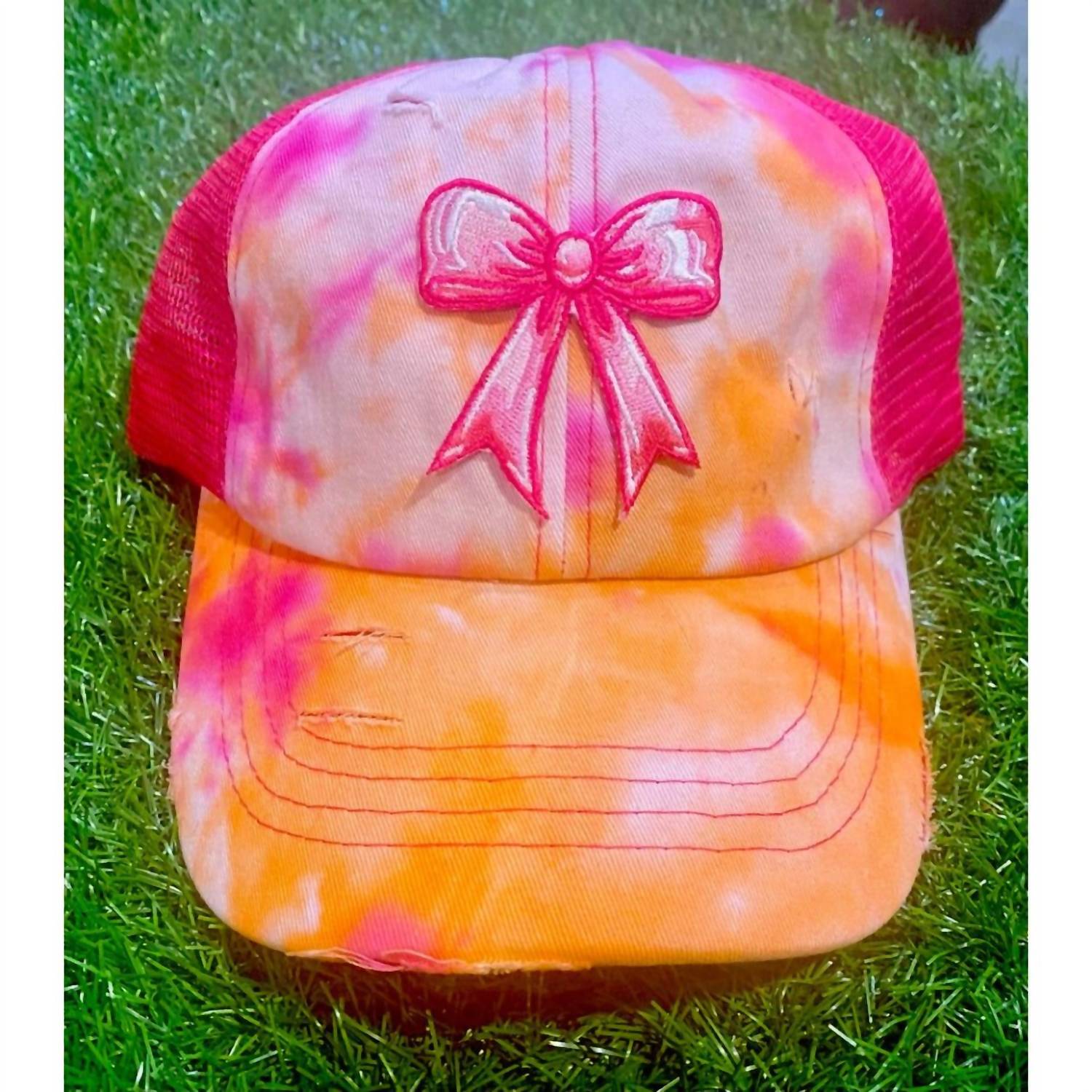 Cc Beanies - Tie-dye Bow Ponytail Trucker Cap