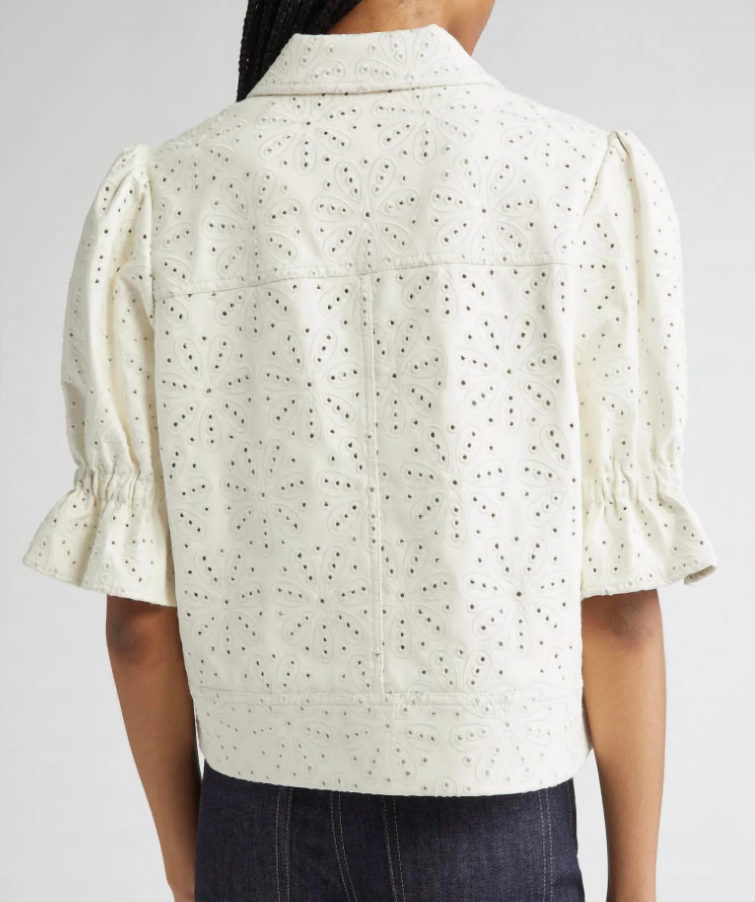 Cinq A Sept - Holly Embroidered Faux Leather Jacket