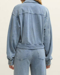 Z Supply Heritage Knit Denim Jacket in ocean air indigo 1 - women's jacket - alternate view