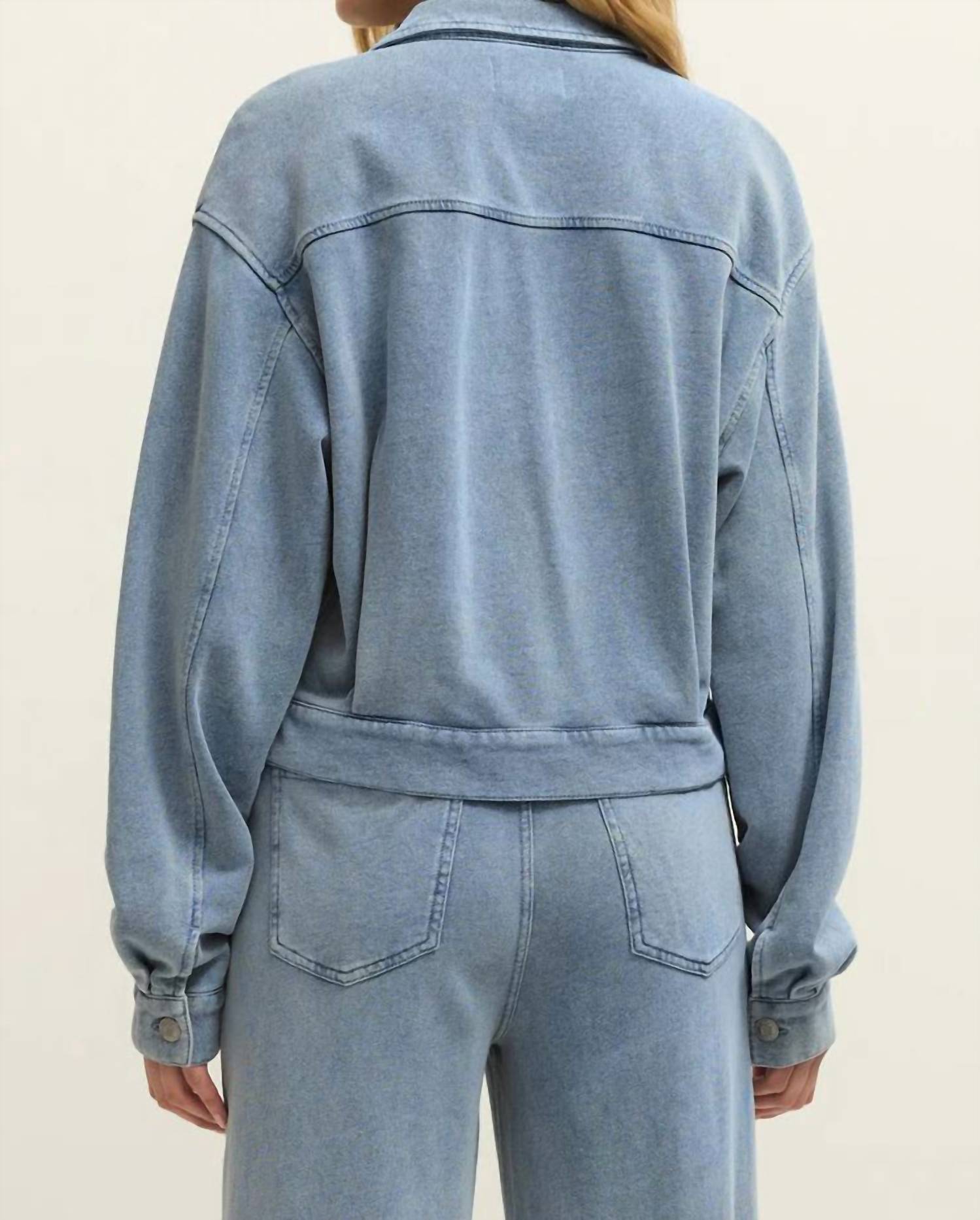 Z Supply Heritage Knit Denim Jacket in ocean air indigo 1 - women's jacket - alternate view