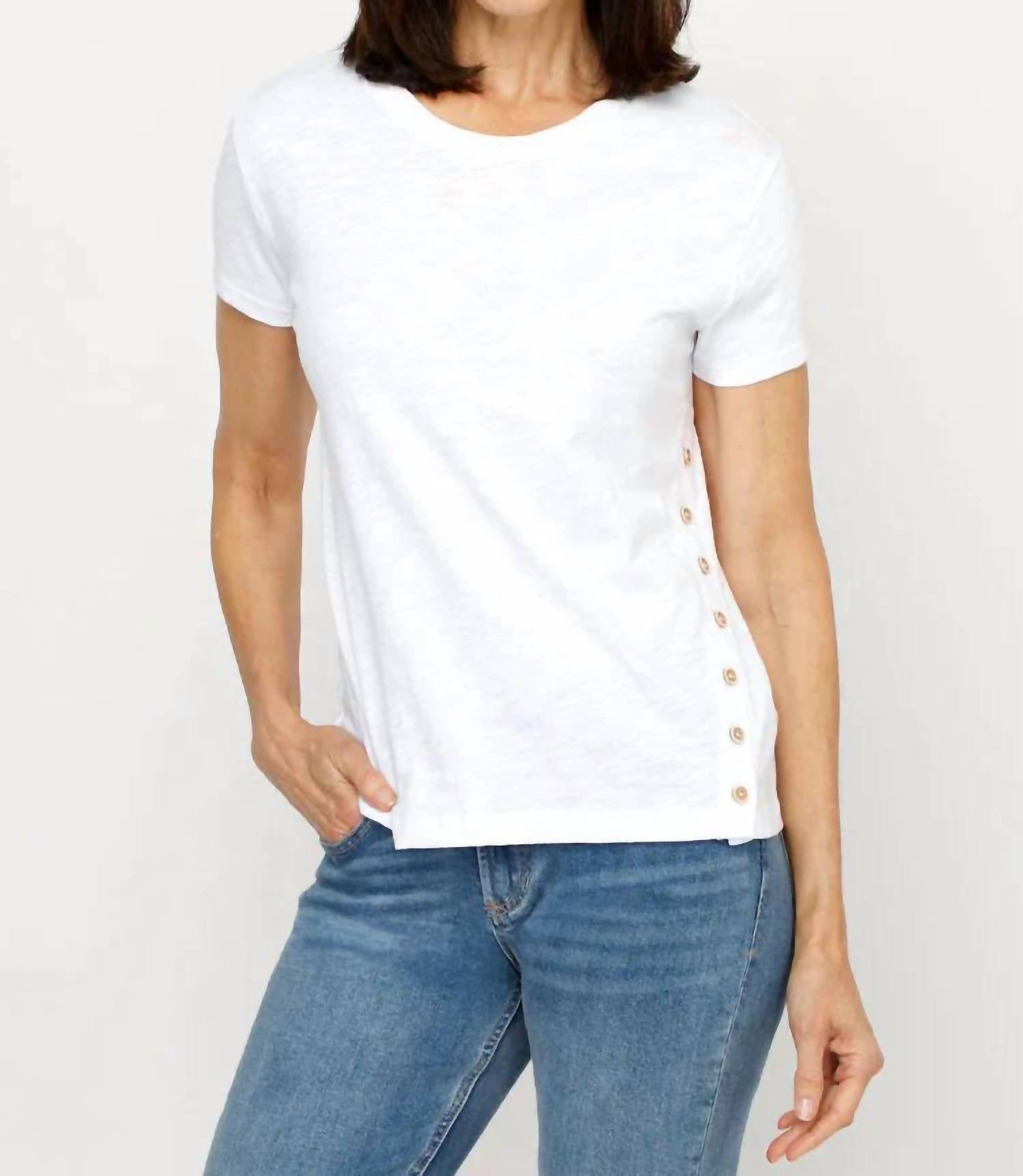 Elliott Lauren - Upper Deck Asymmetrical Button Detail Tee