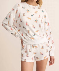 Z Supply Cozy Up Pup Long Sleeve Top in white 1 - women's long sleeve top - detail view