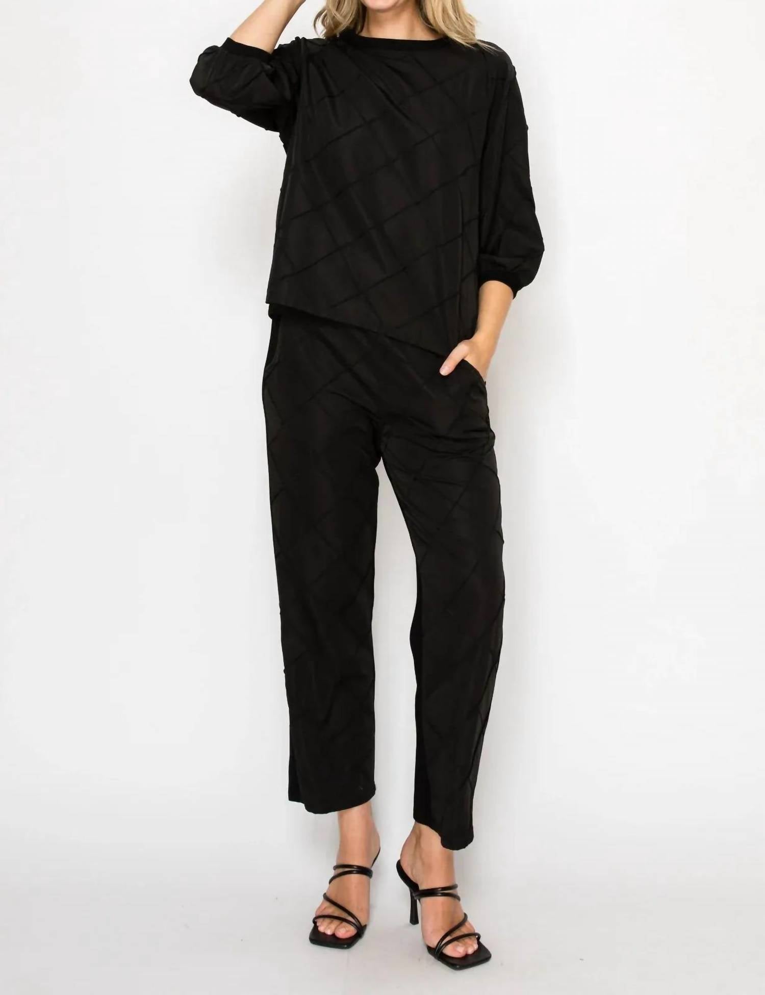 Joh - Stretch Knit Pointe With Textured Woven Pants
