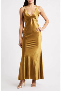 Lulus - Deep V Maxi Slip Dress