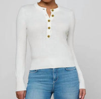 L'Agence - Ronda Knit Henley Pullover Top