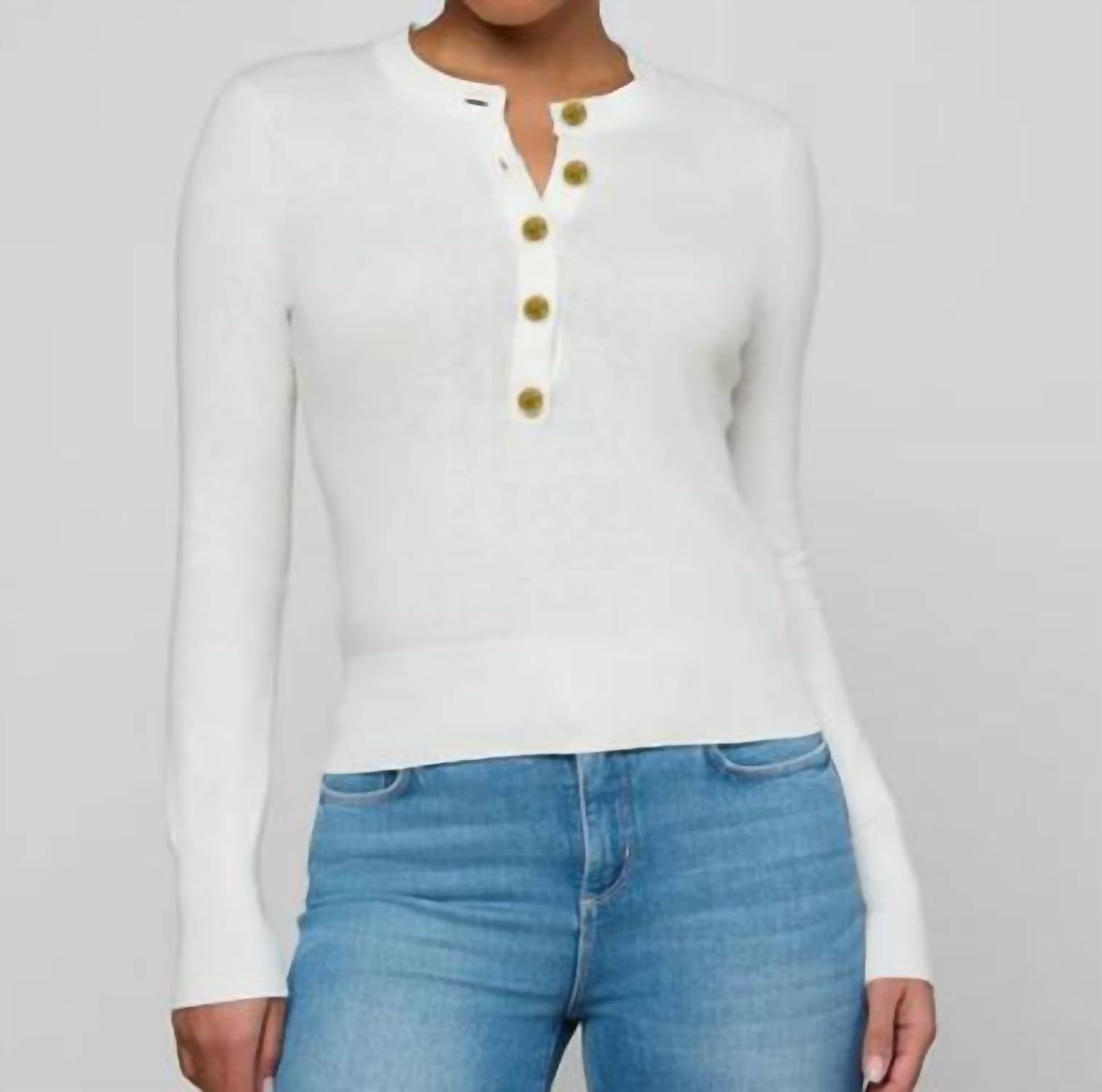 L'Agence - Ronda Knit Henley Pullover Top