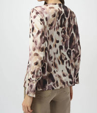 Joseph Ribkoff - Animal Print Keyhole Neck Top