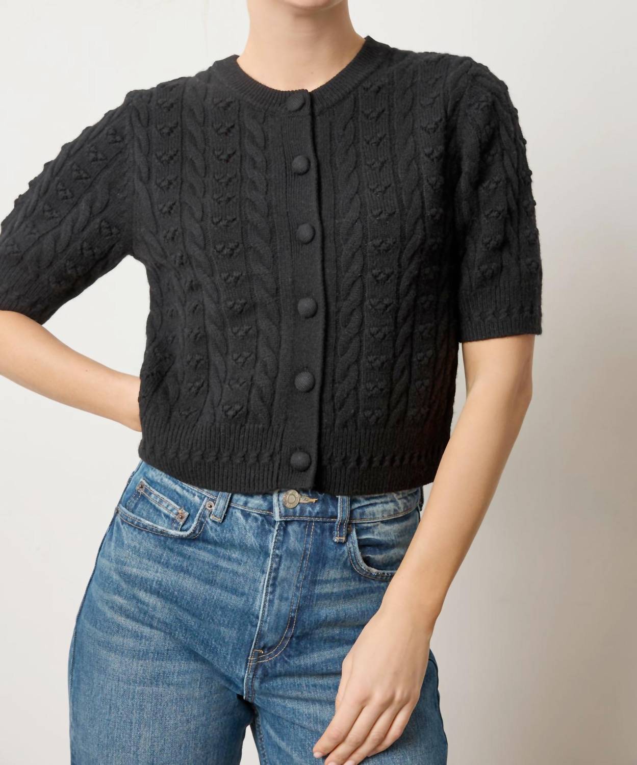Lilla P - Short Sleeve Cardigan Sweater