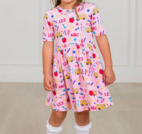 Rufflebutts - School House Short Sleeve Knit Twirl Dress