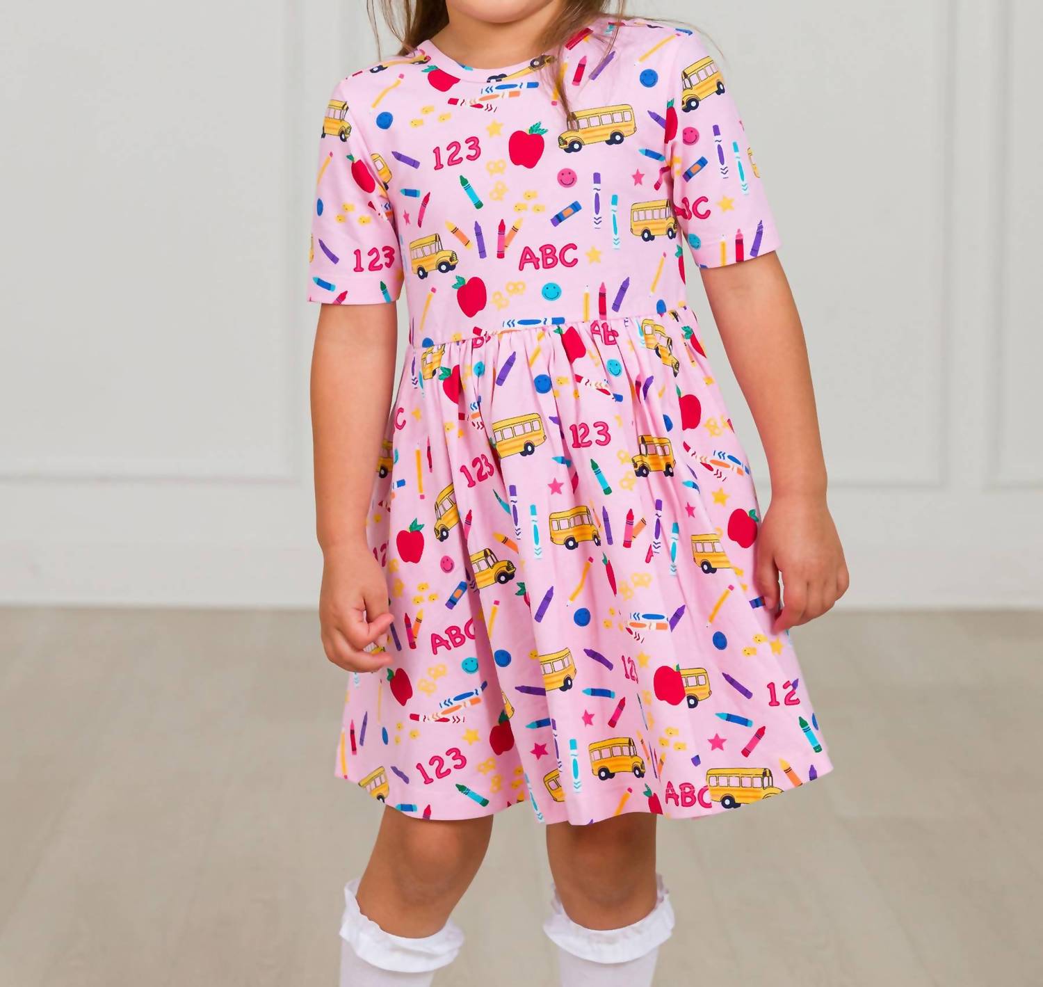 Rufflebutts - School House Short Sleeve Knit Twirl Dress