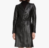 Frame - THE LONG LEATHER BELTED JACKET