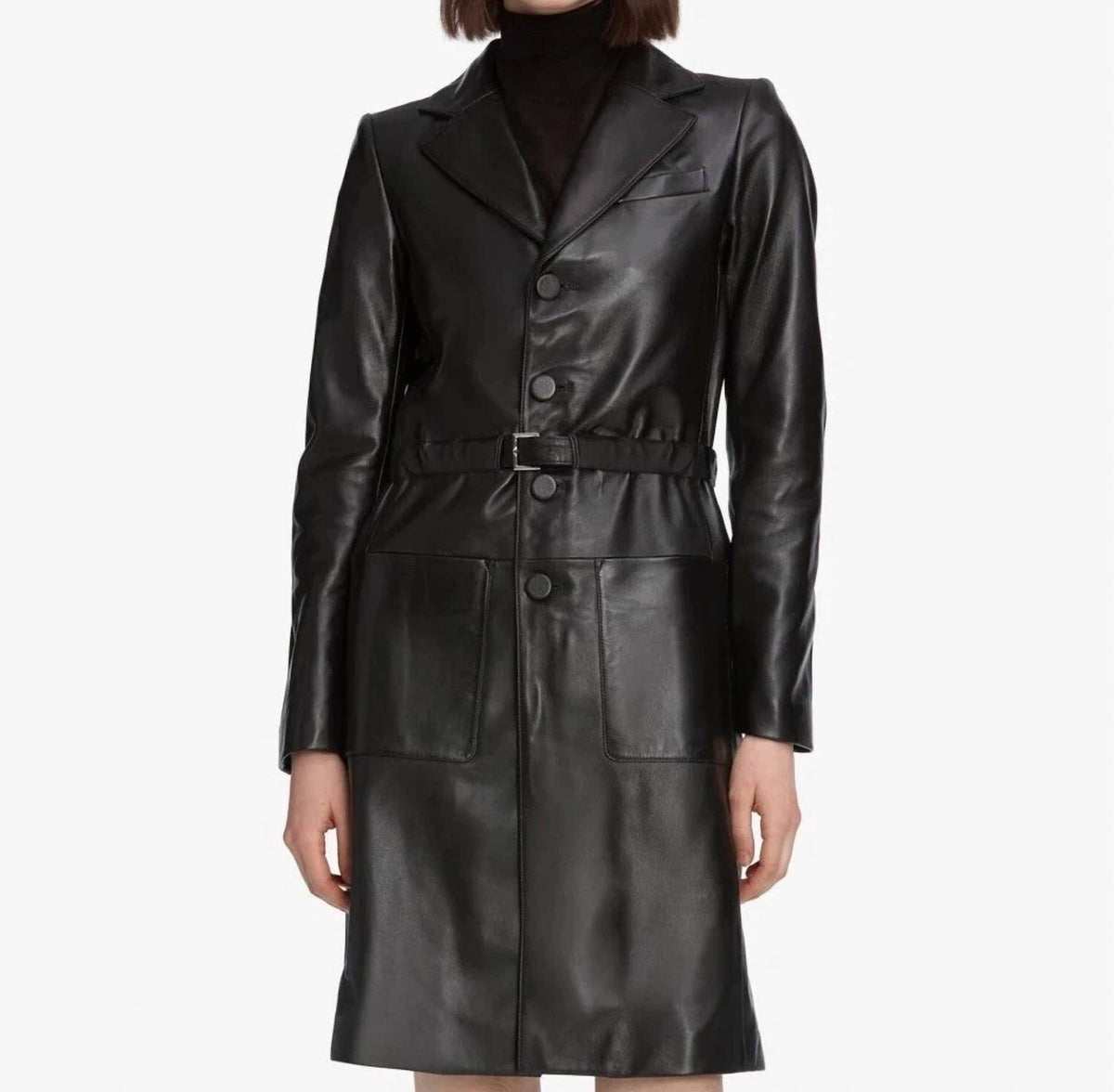 Frame - THE LONG LEATHER BELTED JACKET