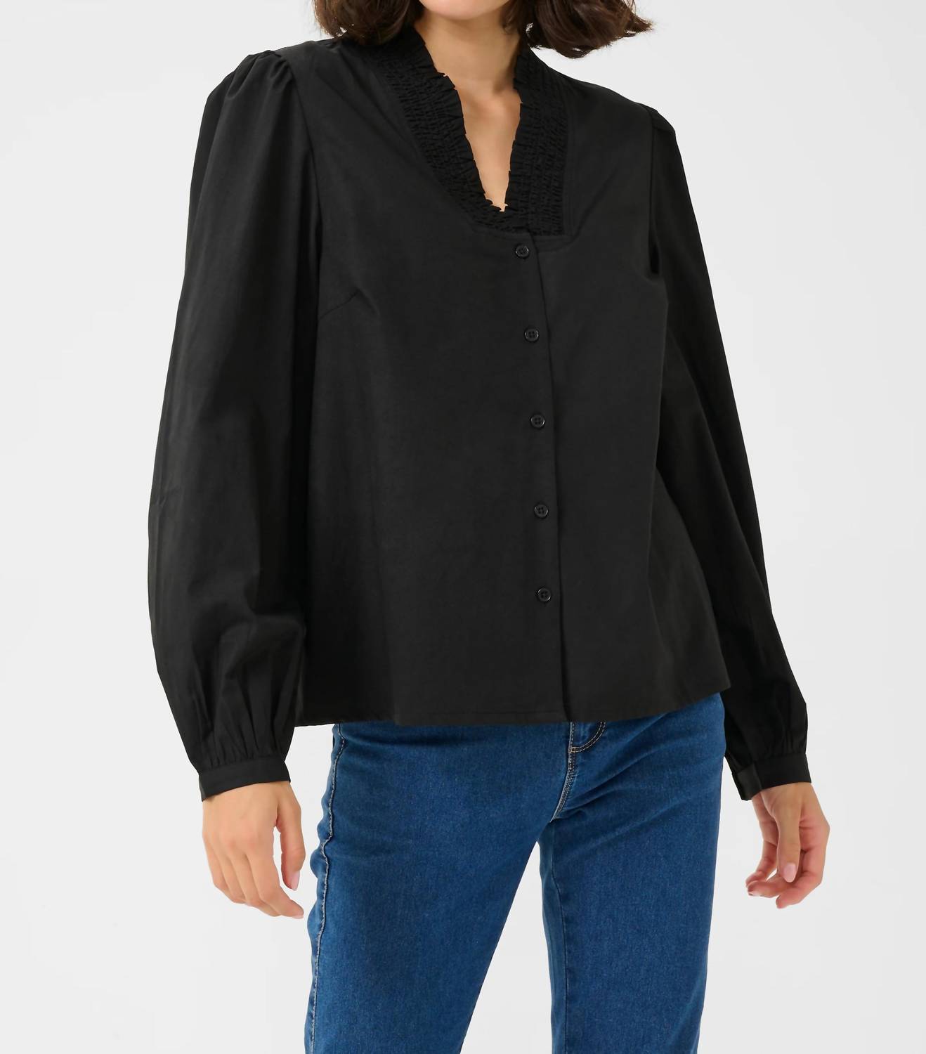 Kaffe - Kamaia V-neck Pleats Long Sleeve Shirt