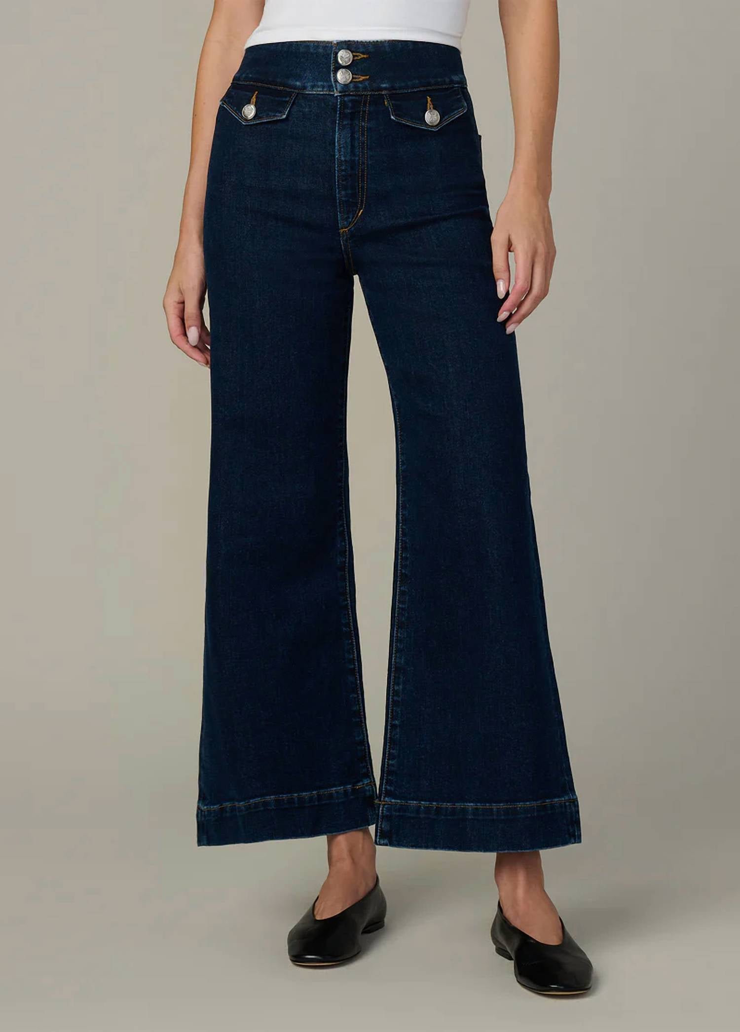 Joe's Jeans Ella Wide Leg Ankle Jeans in magnetic - women's jeans - detail view