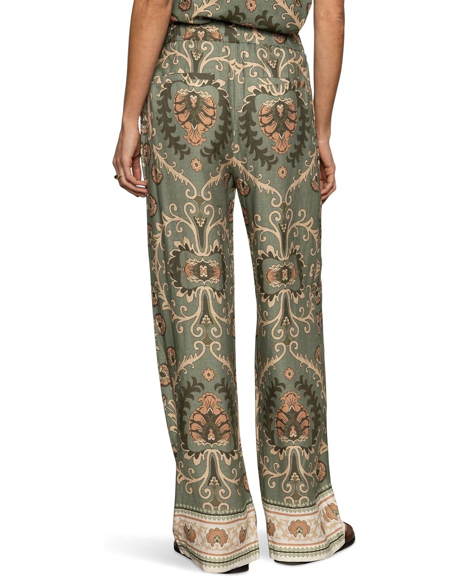 Sanctuary Soft Straight Leg Trouser Pants in mezzo sage - women's pants - detail view